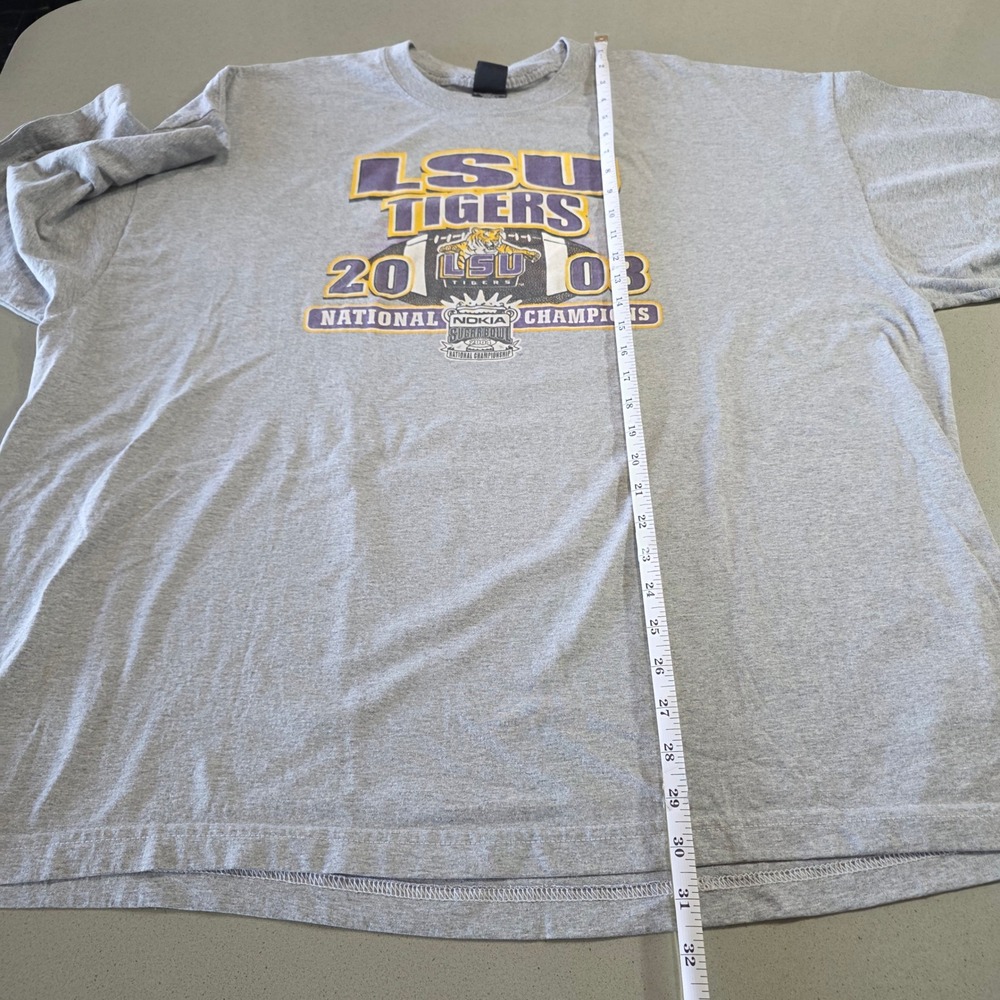 Starter LSU Tigers 2003 National Champions T-Shirt Gray Mens 2XL Sugar Bowl NCAA - Picture 3 of 9